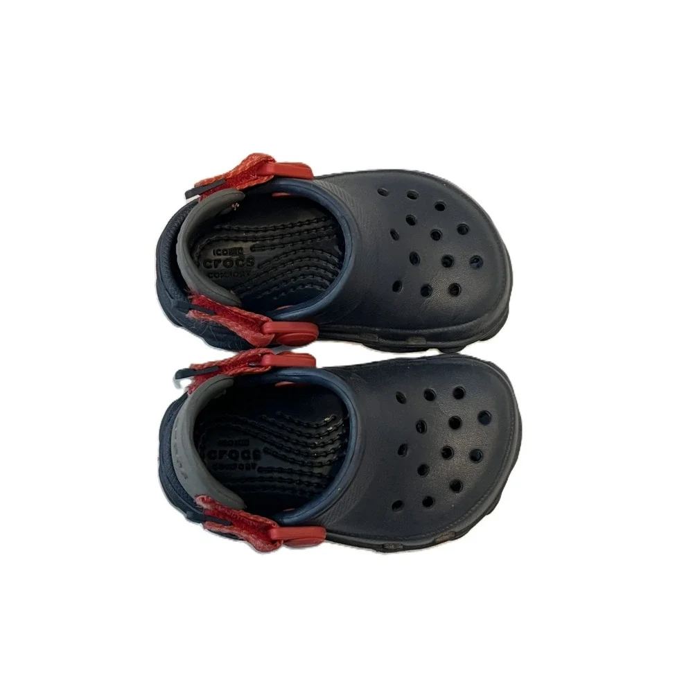 Crocs Kids Classic All-Terrain Clog Navy Red Adjustable Strap Shoes Size C4